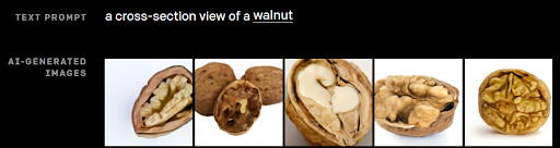 AI generated cross-sectional picture of a walnut